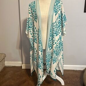 Teal/cream kimono one size fits most